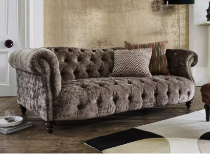 Chesterfield brown three-seater designer 3-seater couch luxury sofa
