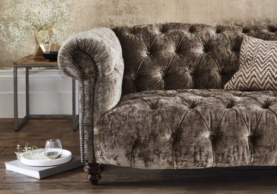 Chesterfield brown three-seater designer 3-seater couch luxury sofa