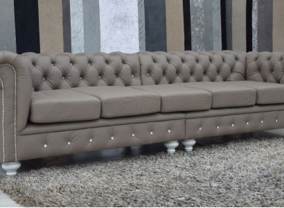 Chesterfield Sofa Couch Upholstery Fabric Leather Couches Upholstery Suite 5-Seater