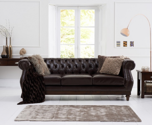 Chesterfield Designer Brown 3-Seater Luxury Living Room Sofa