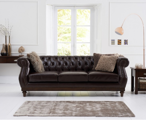 Chesterfield Designer Brown 3-Seater Luxury Living Room Sofa