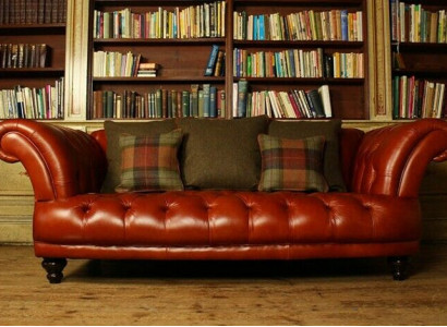 Brown Leather Chesterfield Sofa Couch Upholstery Fabric Suite 3-Seater New