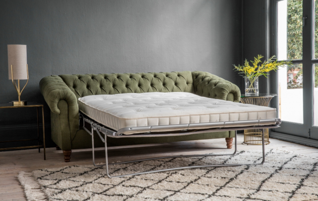 Green Chesterfield Upholstered Three-Seater Designer Luxury Couch