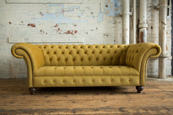 Textile Sofa 3-Seater Sofa Upholstered Sofas Design Luxury Couch Furniture Three-Seater New