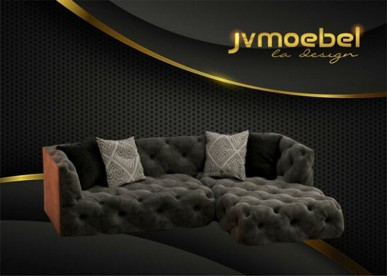 Chesterfield L-shape corner sofa design fabric upholstery suite sofa corner new