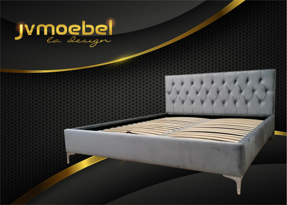 Chesterfield Textile Bed Upholstered Design 140x200 Double Bed Beds Bed Frame