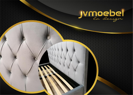 Chesterfield Textile Bed Upholstered Design 140x200 Double Bed Beds Bed Frame
