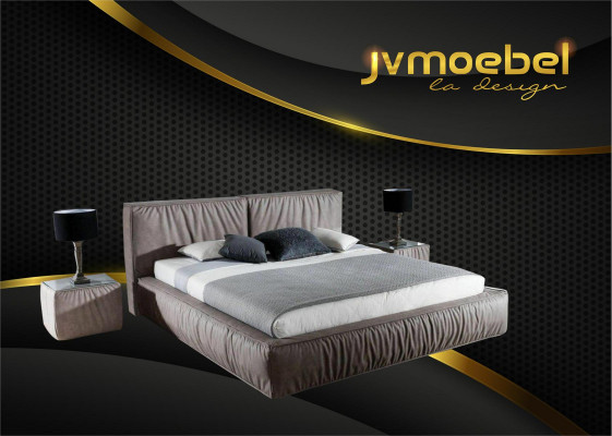 Luxury designer bed for the bedroom, upholstered in velvet furniture, beds, fabric, textile, new