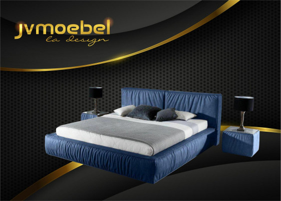 Luxury designer bed for the bedroom, upholstered in velvet furniture, beds, fabric, textile, new