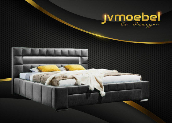 Bed with LED lighting bedroom design furniture modern luxury double beds