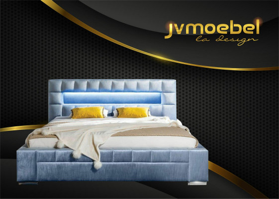 Bed with LED lighting bedroom design furniture modern luxury double beds