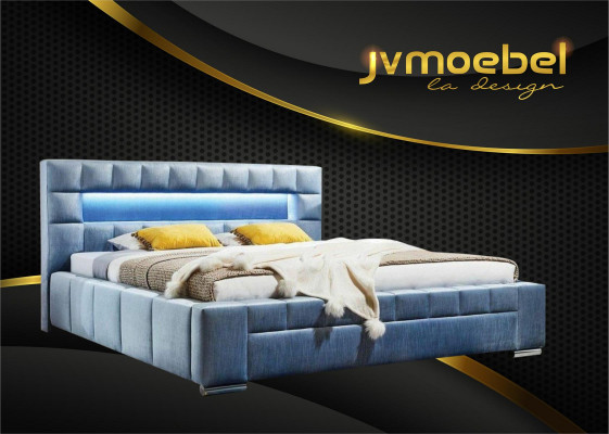Luxury box spring bed fabric hotel blue beds bedroom furniture design double