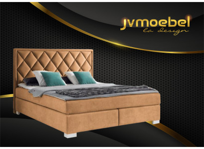 Luxury box spring bed fabric hotel beige beds bedroom furniture design double