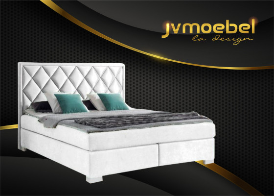 Luxury box spring bed fabric hotel beige beds bedroom furniture design double
