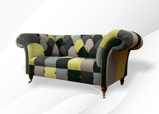 Chesterfield Sofa Couch Upholstered Sofas Classic 2 Seater Leather Textile Colorful