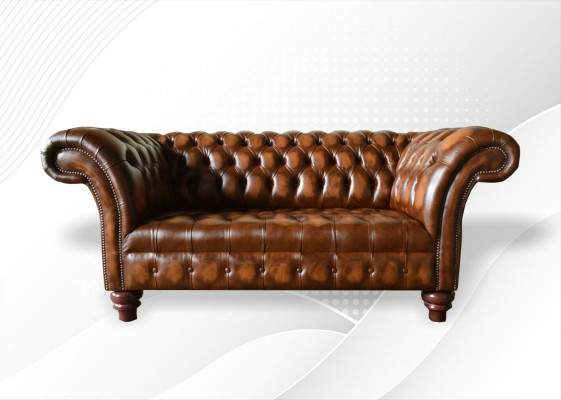 Design Chesterfield Sofa 2 Seater Brown Couch Upholstered Sofas Living Room Sofa New