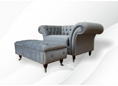 Design Chesterfield Fabric Couch Armchair 1.5-Seat Upholstered Sofas Lounge Club New