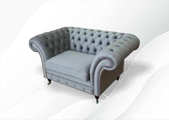 Design Chesterfield Fabric Couch Armchair 1.5-Seat Upholstered Sofas Lounge Club New