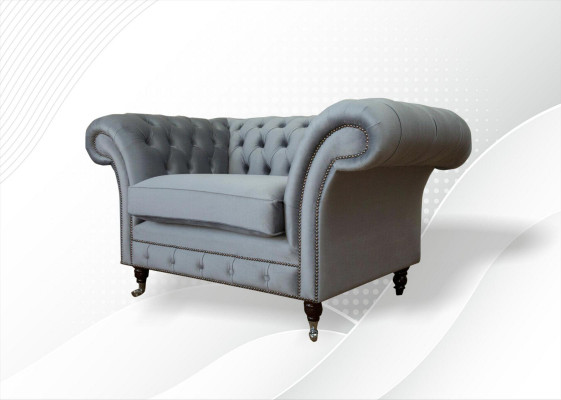 Design Chesterfield Fabric Couch Armchair 1.5-Seat Upholstered Sofas Lounge Club New