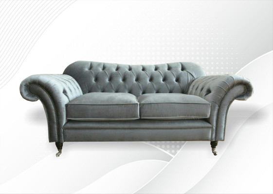 Chesterfield Textile Sofa 2-Seater Luxury Sofa Upholstered Sofas Design Fabric Sofas New