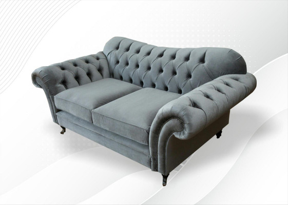 Chesterfield Textile Sofa 2-Seater Luxury Sofa Upholstered Sofas Design Fabric Sofas New