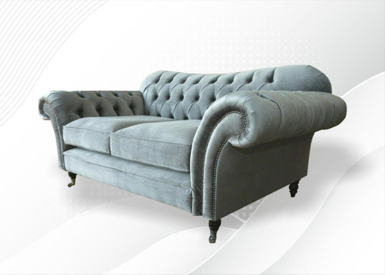 Chesterfield Textile Sofa 2-Seater Luxury Sofa Upholstered Sofas Design Fabric Sofas New