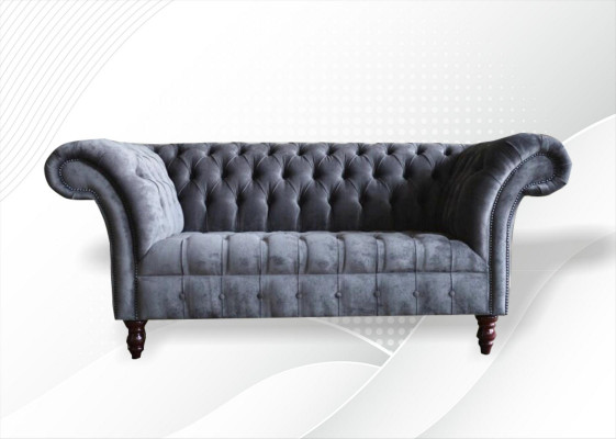 Chesterfield 3-seater living room couch sofa upholstery seat textile set gray
