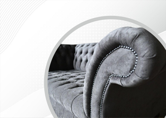 Chesterfield 3-seater living room couch sofa upholstery seat textile set gray