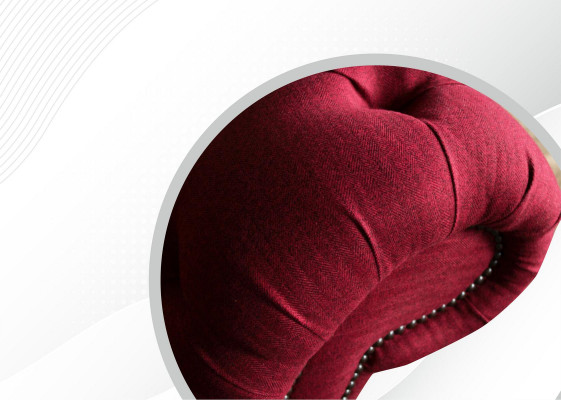 Three-seater design upholstered fabric sofa 3-piece furniture Chesterfield luxury red couches