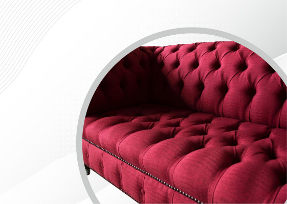 Three-seater design upholstered fabric sofa 3-piece furniture Chesterfield luxury red couches