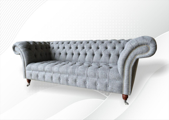 Fabric sofa couch upholstery set 3-seater couches sofas Chesterfield gray velvet