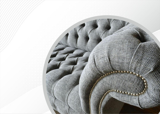 Fabric sofa couch upholstery set 3-seater couches sofas Chesterfield gray velvet