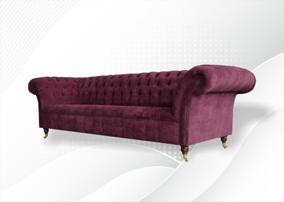 Sofa 3-seater Chesterfield sofas couches living room design textile fabric Bordeaux
