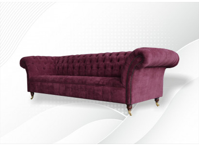 Sofa 3-seater Chesterfield sofas couches living room design textile fabric Bordeaux