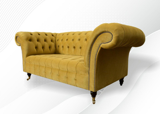 2-seater sofa design, upholstered modern seating, fabric yellow two-seater new couch