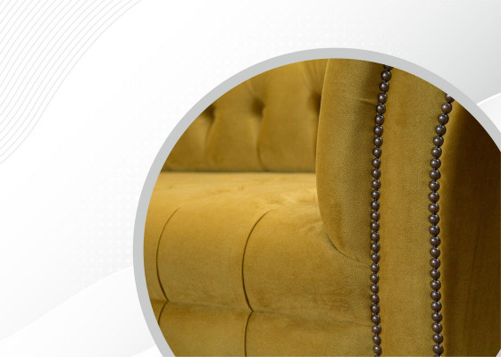 2-seater sofa design, upholstered modern seating, fabric yellow two-seater new couch