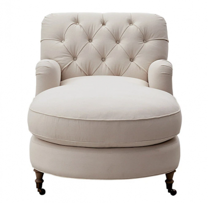 Beige Chesterfield Chaise Lounge Sofa Living Room Modern