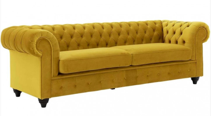 Yellow couch with buttons Chesterfield sofa upholstered seat couches sofas luxury new