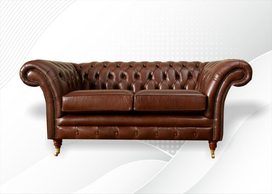 Chesterfield Sofa 2-Seater Upholstered Design Couches Sofas Set Original Brown