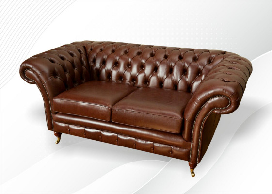 Chesterfield Sofa 2-Seater Upholstered Design Couches Sofas Set Original Brown