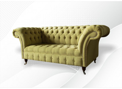 Sofa 2-seater Couch Upholstered Sofas Chesterfield Living Room Design Textile Fabric New
