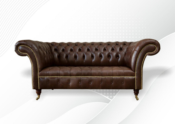 Chesterfield Velvet Designer Sofa 2-Seater Couch Textile Leather Suite Brown New