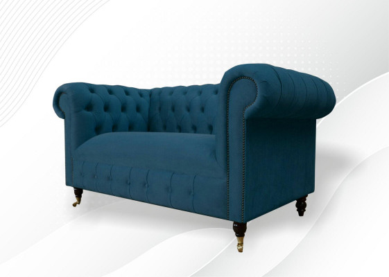 Sofa 2-seater classic Chesterfield blue sofas couches upholstery