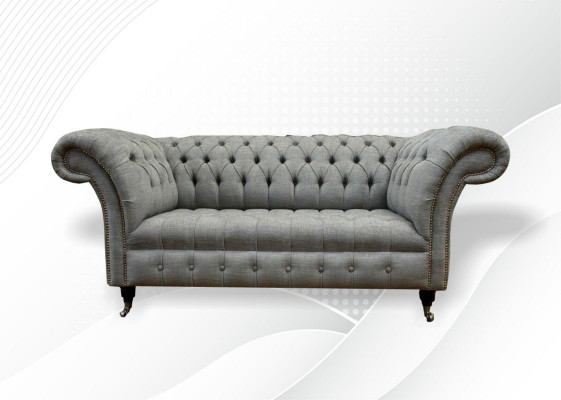 Leather sofa couch two-seater gray furnishing lounge club sofas couches 2-seater