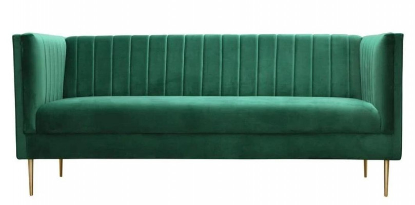 Luxury Green Chesterfield Three-Seater Upholstered Furniture Hotel Living Room Practice Velvet