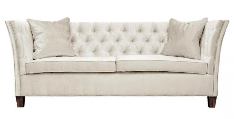 Sofa Beige Chesterfield Three-Seater Upholstery Furniture Hotel Practice Living Room