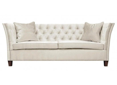 Sofa Beige Chesterfield Three-Seater Upholstery Furniture Hotel Practice Living Room