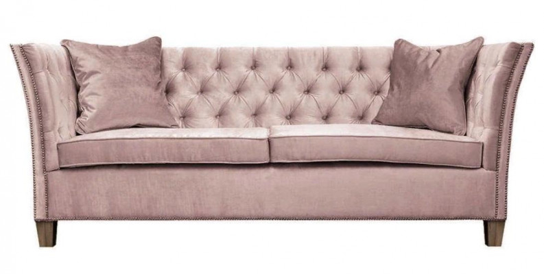 Sofa Beige Chesterfield Three-Seater Upholstery Furniture Hotel Practice Living Room