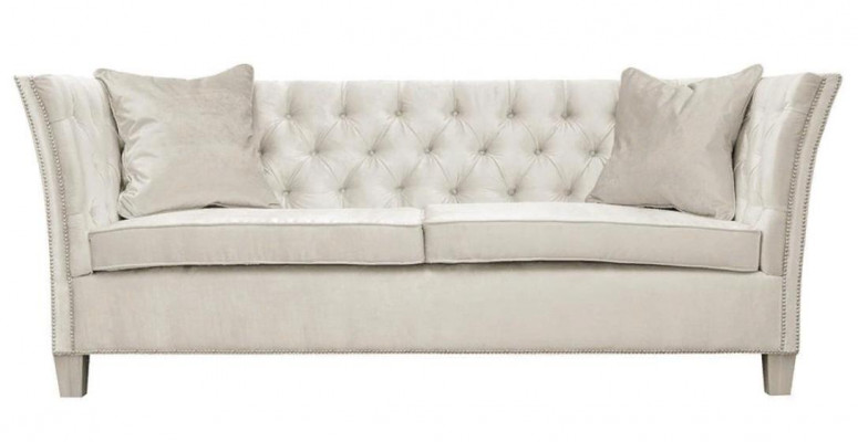 Sofa Beige Chesterfield Three-Seater Upholstery Furniture Hotel Practice Living Room