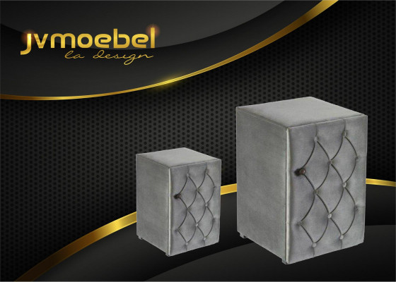 Modern design 2x bedside tables Chesterfield textile bedroom bedside tables new